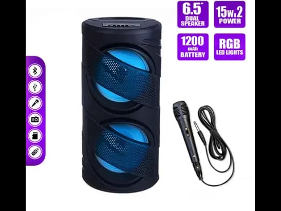 Portable Wireless Speaker with Wired Microphone GTS-1309 - Black (4)