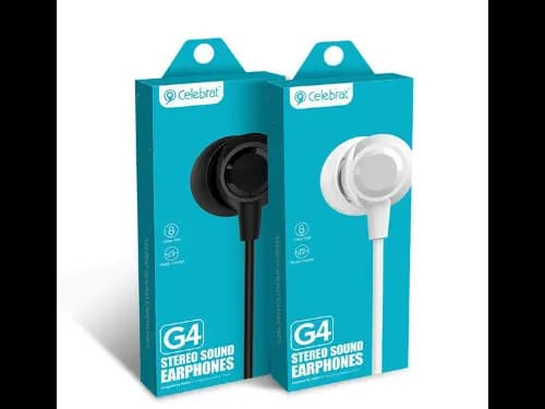 Celebrat G4 Stereo Sound Earphones with Mic - Black / White (2)