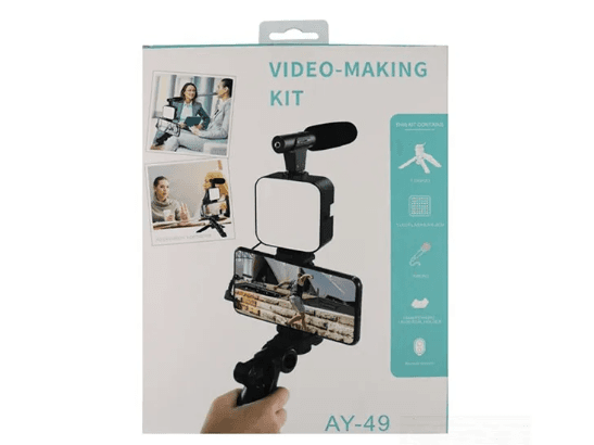 Video Making Vlog Gimble / Tripod Kit AY-49 With Microphone and And Light (3)