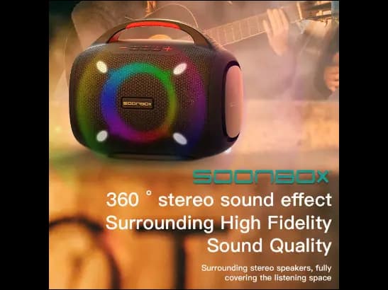 Soonbox S6300 Stereo Bluetooth High Power Party Box Waterproof Outdoor Wireless Speaker Portable Audio System Sound Speakers - Black (3)