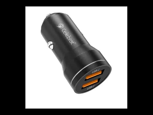 Celebrat CC-11 Stable and Solid Plug Dual Port Output Car Charger - Black (2)