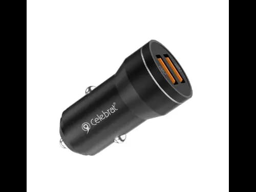 Celebrat CC-11 Stable and Solid Plug Dual Port Output Car Charger - Black