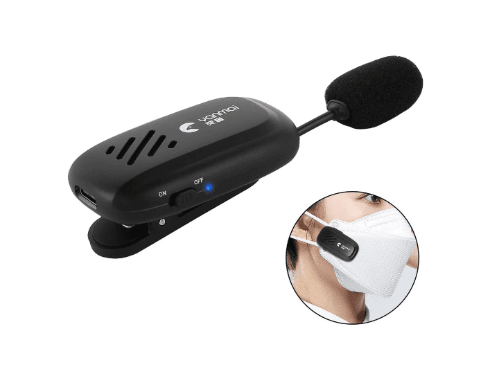 YANMAI K2 Portable Rechargeable Mini Mask Mic Wireless Clip On Mask Microphone Loudspeaker