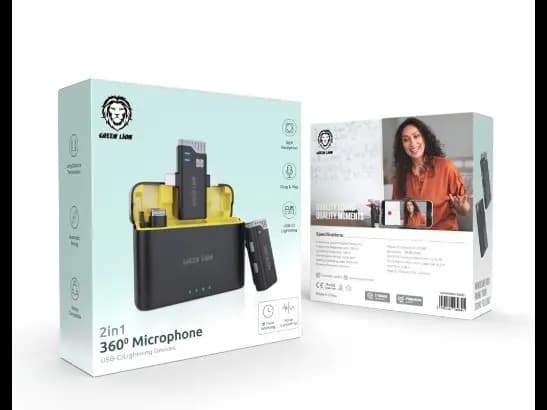 Green Lion 2 IN 1 360 Microphone USB-C Lightning - Black (2)