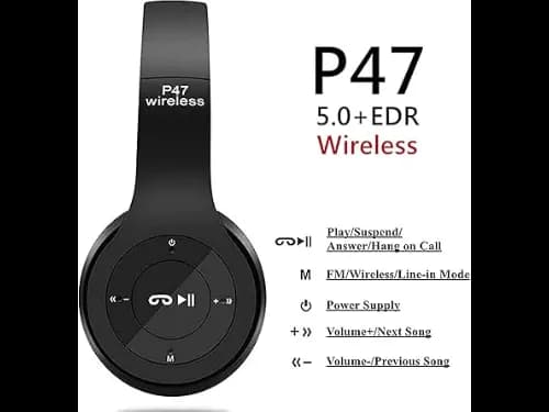 Bluetooth Wireless P47 5.0 EDR Headphones - Black (2)