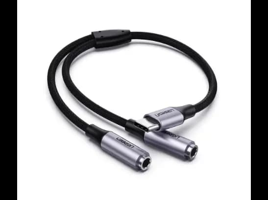 Ugreen 30732 USB-C Male to 2*3.5mm Female Auxiliary Stereo Y Splitter Audio Cable 25cm
