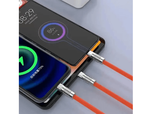 3in1 Super Fast Charging Cable 120W 6A Zinc Alloy Cable - Orange (4)