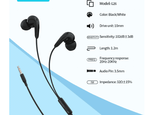 Celebrat G26 Stereo Earphone - Black (3)