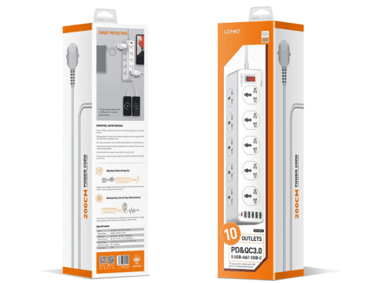 LDNIO SC10610 20W 6-Port USB Charger Power Strip (UK Plug) - White (5)