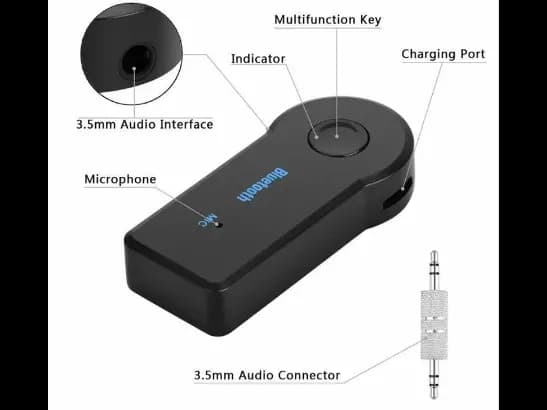 BT350 AUX Bluetooth Receiver 3.5mm Wireless Car Adapter Carbluetooth - Black (6)