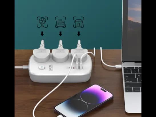 LDNIO SC3416 3 AC Outlets 4 USB Power Strip  - White (4)