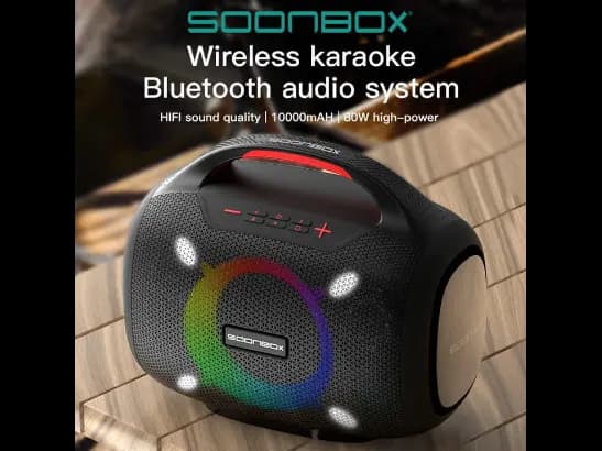 Soonbox S6300 Stereo Bluetooth High Power Party Box Waterproof Outdoor Wireless Speaker Portable Audio System Sound Speakers - Black (4)