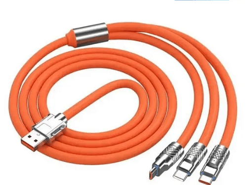 3in1 Super Fast Charging Cable 120W 6A Zinc Alloy Cable - Orange