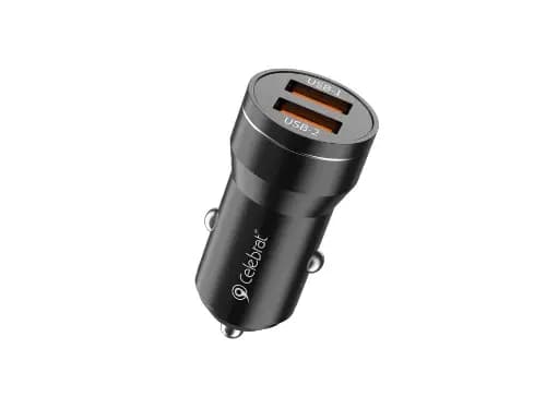 Celebrat CC-11 Stable and Solid Plug Dual Port Output Car Charger - Black (3)