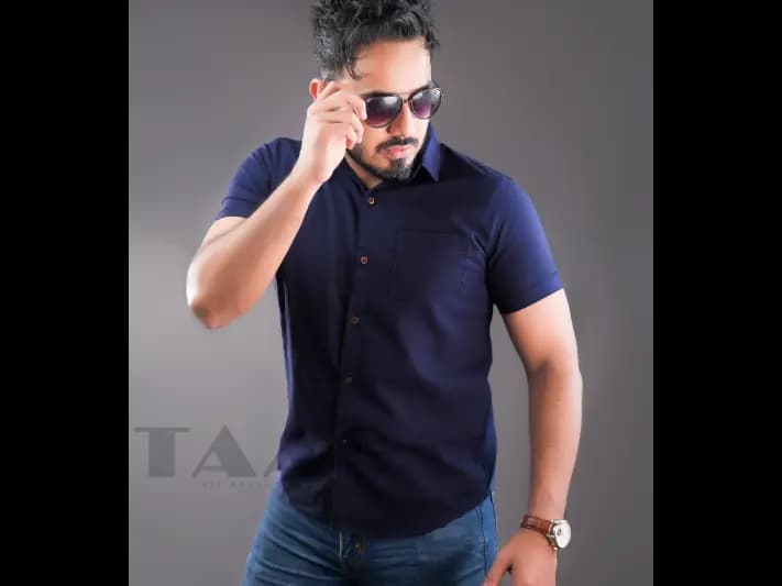 TAAG Premium Linen Short  sleeve Shirt – Dark Blue