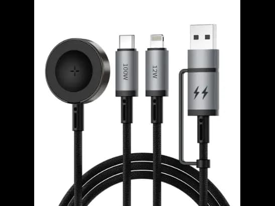 Wiwu Wi-C050 Legend Series 3in1 USB-A and Type-C to Lightning, Type-C Smart Watch Charging Cable 100W 1.2M