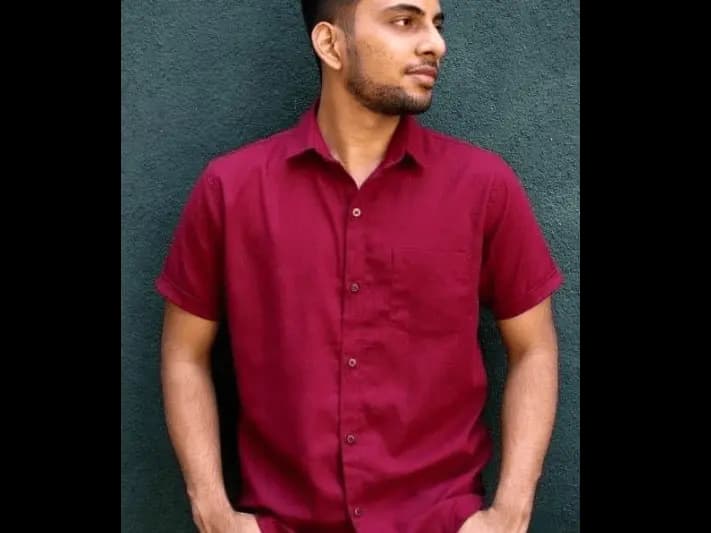 TAAG Premium Linen Short  sleeve Shirt – Wine red