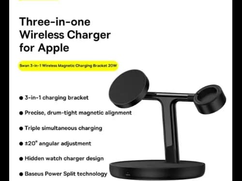Baseus 20W Swan 3-in-1 Wireless Magnetic Charging Bracket Black- WXTE000101- 6 Months Warranty (3)