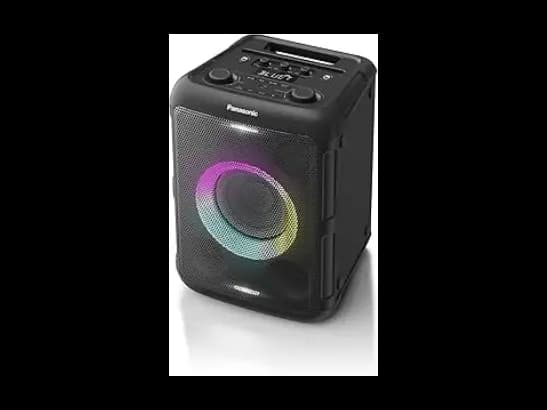 Panasonic SC-BMAX5E-K Portable Party Speaker with Bluetooth, Built-in Lights, 75W, USB, Optical Input for TV, Guitar & Mic Inputs for Karaoke, Black