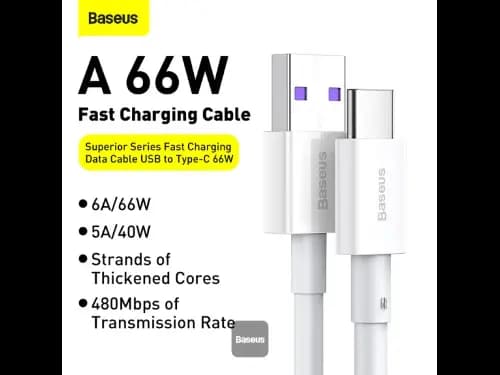 Baseus Superior Series Fast Charging Data Cable USB to Type-C 66W 1M - White (5)