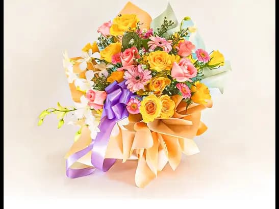 Colorful  15 Roses Bouquet  - MF242