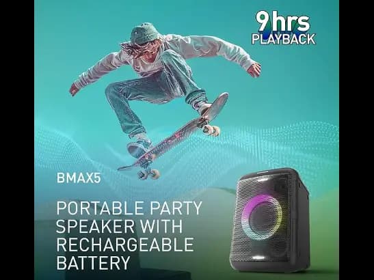 Panasonic SC-BMAX5E-K Portable Party Speaker with Bluetooth, Built-in Lights, 75W, USB, Optical Input for TV, Guitar & Mic Inputs for Karaoke, Black (4)