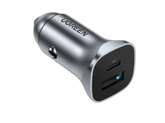 UGREEN 24W USB C Car Charger with PD & QC 3.0 Dual Ports – 30780