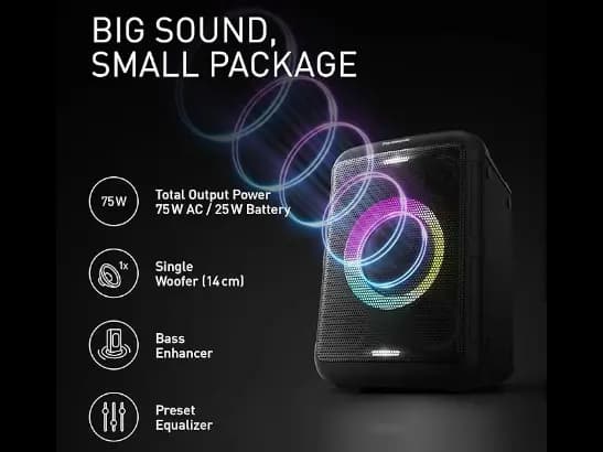 Panasonic SC-BMAX5E-K Portable Party Speaker with Bluetooth, Built-in Lights, 75W, USB, Optical Input for TV, Guitar & Mic Inputs for Karaoke, Black (3)