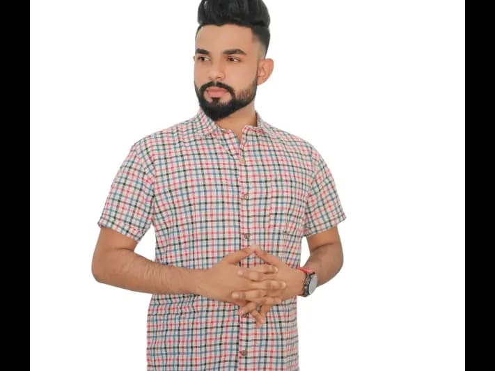 TAAG Premium cotton Short  sleeve check shirts – 0012