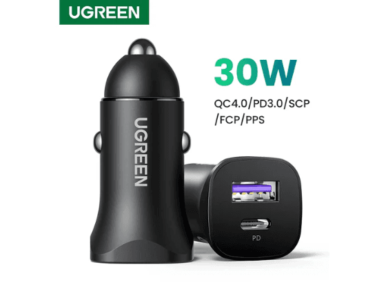Ugreen 30w Type-C +USB Dual Port Car Charger – 25045