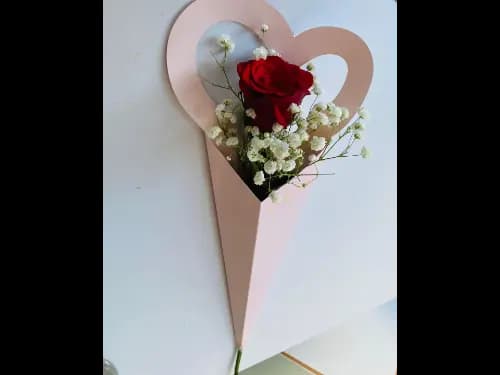 Single Red Rose Flower Bouquet for Valentines (2)