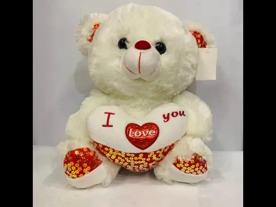 Cute White Teddy with "I Love You " Heart