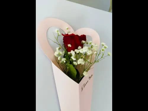 Single Red Rose Flower Bouquet for Valentines