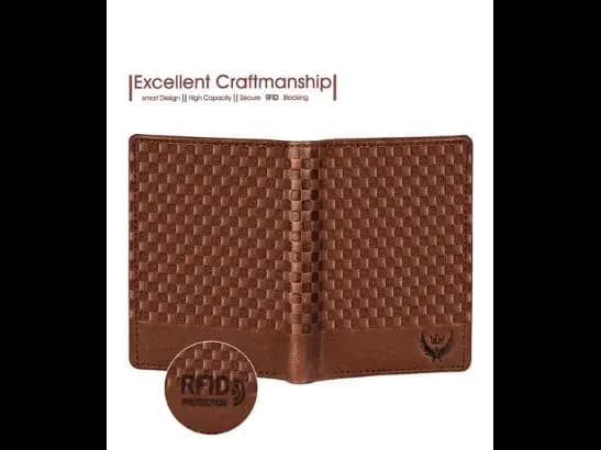 Checked Genuine Leather Bi-Fold Wallet (3)