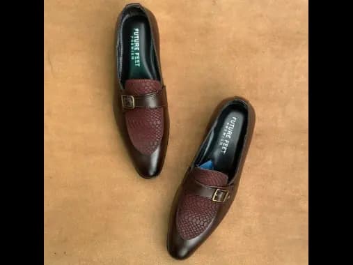 Men’s Dark Ruby Cow Leather Croc Strap Loafer