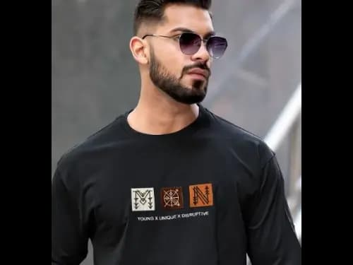 Men Typographic Print Oversized Fit Round-Neck T-Shirt (2)