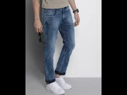 Heavily Washed Straight Fit Jeans (2)