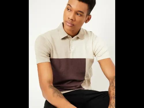 Men Colourblock Regular Fit Polo T-Shirt