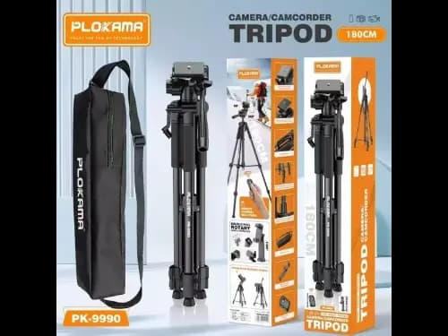 PLOKAMA PK 9990 Tripod 180 CM: Professional Camera and Camcorder Stand, Compatible with Mobile Phones for Photography and Video Recording