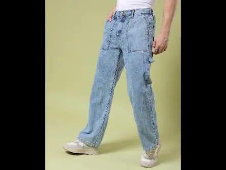 Men Heavily Washed Baggy Fit Jeans (2)