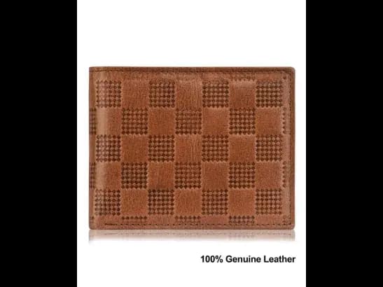Checked Genuine Leather Bi-Fold Wallet (2)