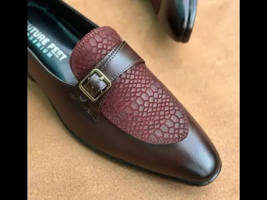 Men’s Dark Ruby Cow Leather Croc Strap Loafer (4)