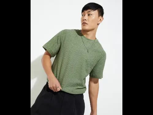 Men Patterned Oversized Crew-Neck T-Shirt