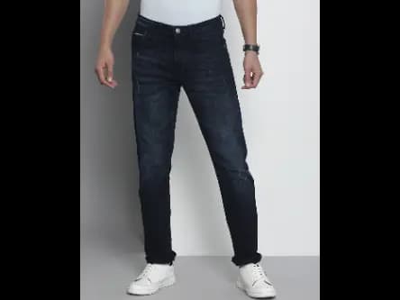 Lightly Washed Slim Fit Distressed Jeans (2)