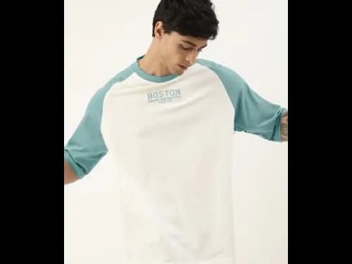 Colourblocked Raglan Sleeves Pure Cotton T-Shirt (4)