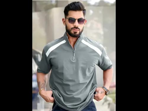 Men Henley Neck Pockets T-shirt