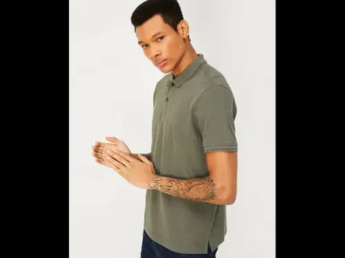 Men Regular Fit Green Polo T-Shirt