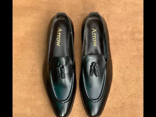 Men’s Jet-Black Cow Leather Tassel Loafer