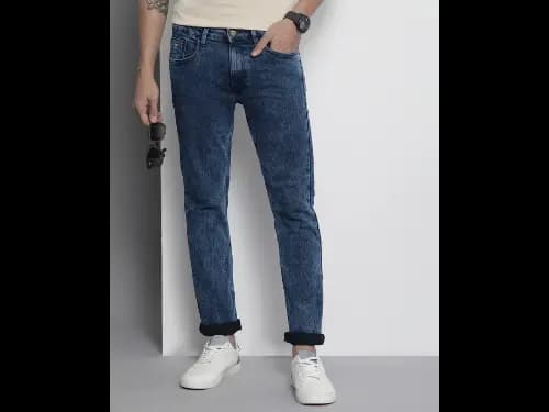 Acid Wash Straight Fit Jeans