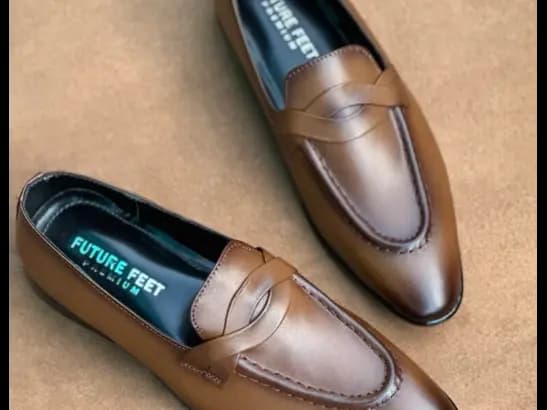 Men’s Two-tone Tan Cow Leather Penny Strap Loafer (3)